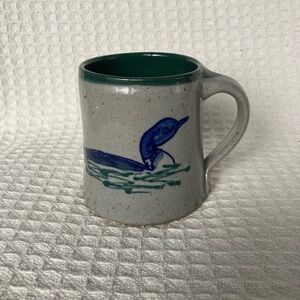 Great Bay Pottery Speckled Mug With Duck On The Front